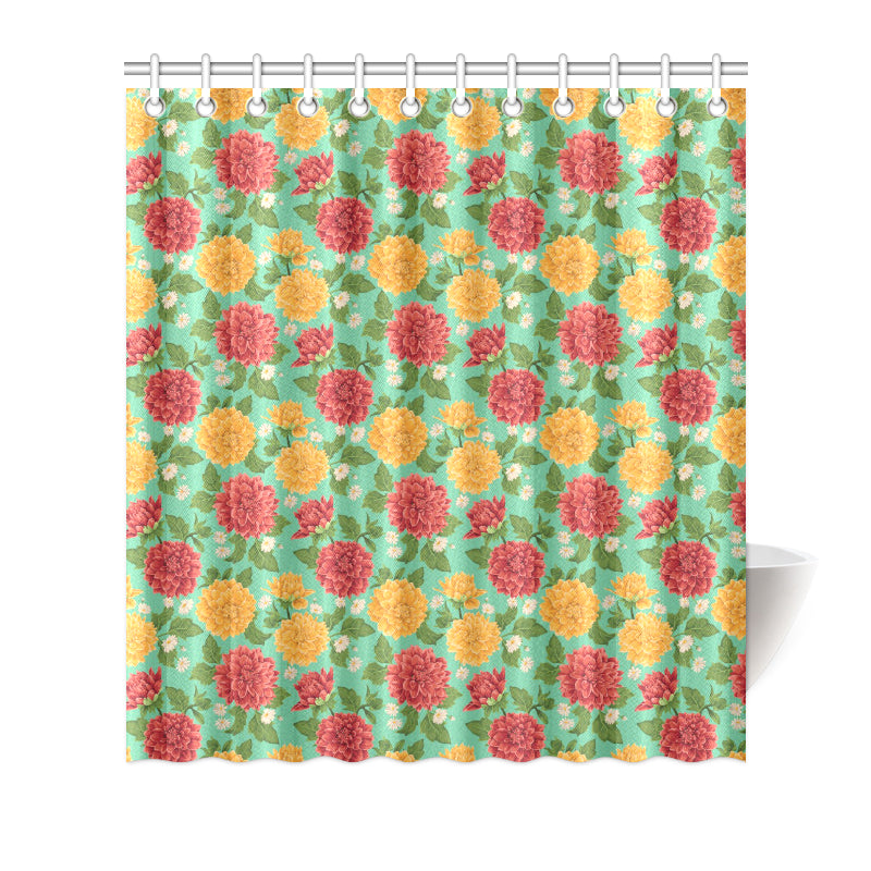 Dahlia Pattern Print Design DH011 Shower Curtain