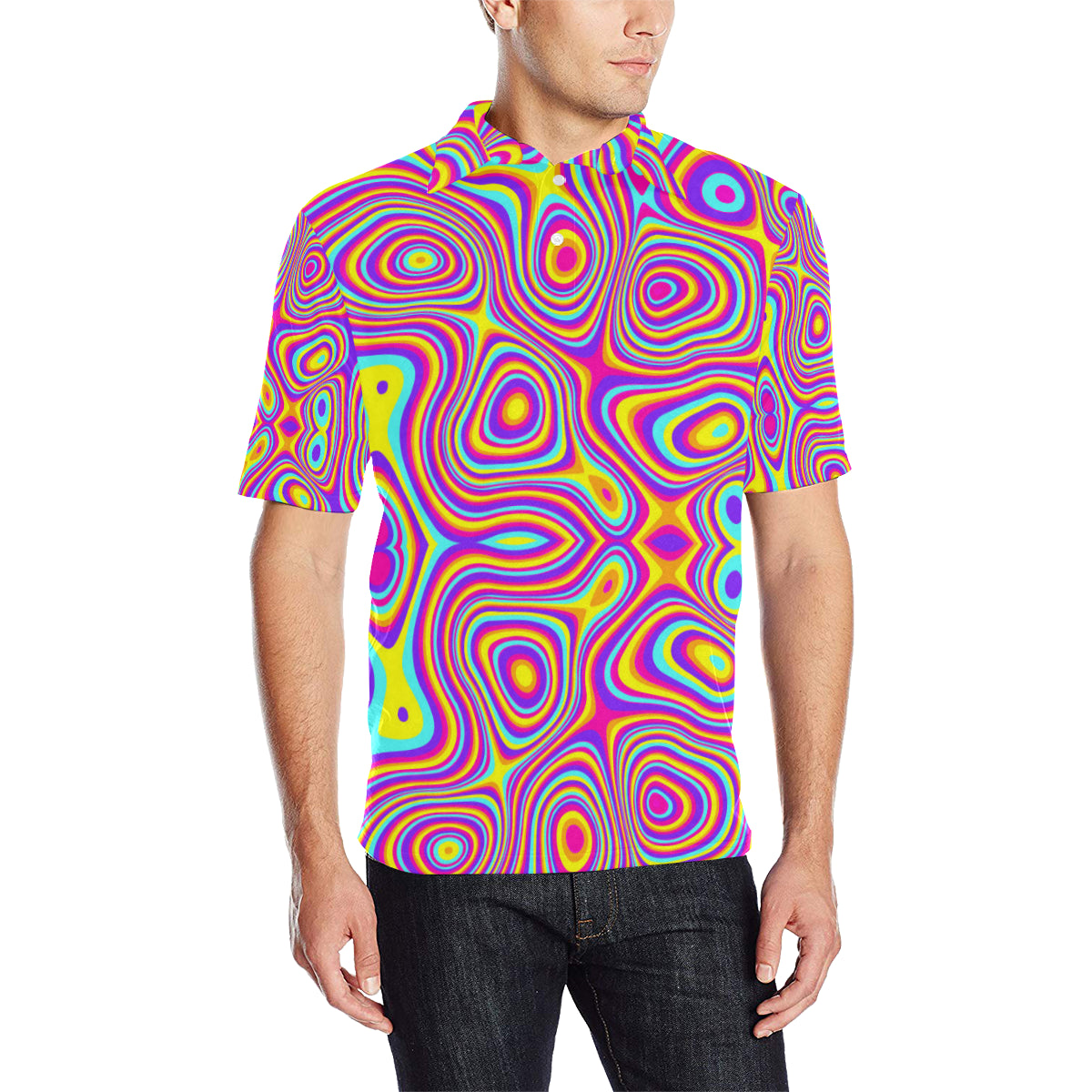 Liquid Pattern Print Design 06 Men Polo Shirt