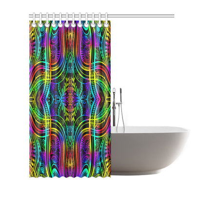 Neon Trible Rainbow Pattern Print Design A01 Shower Curtain