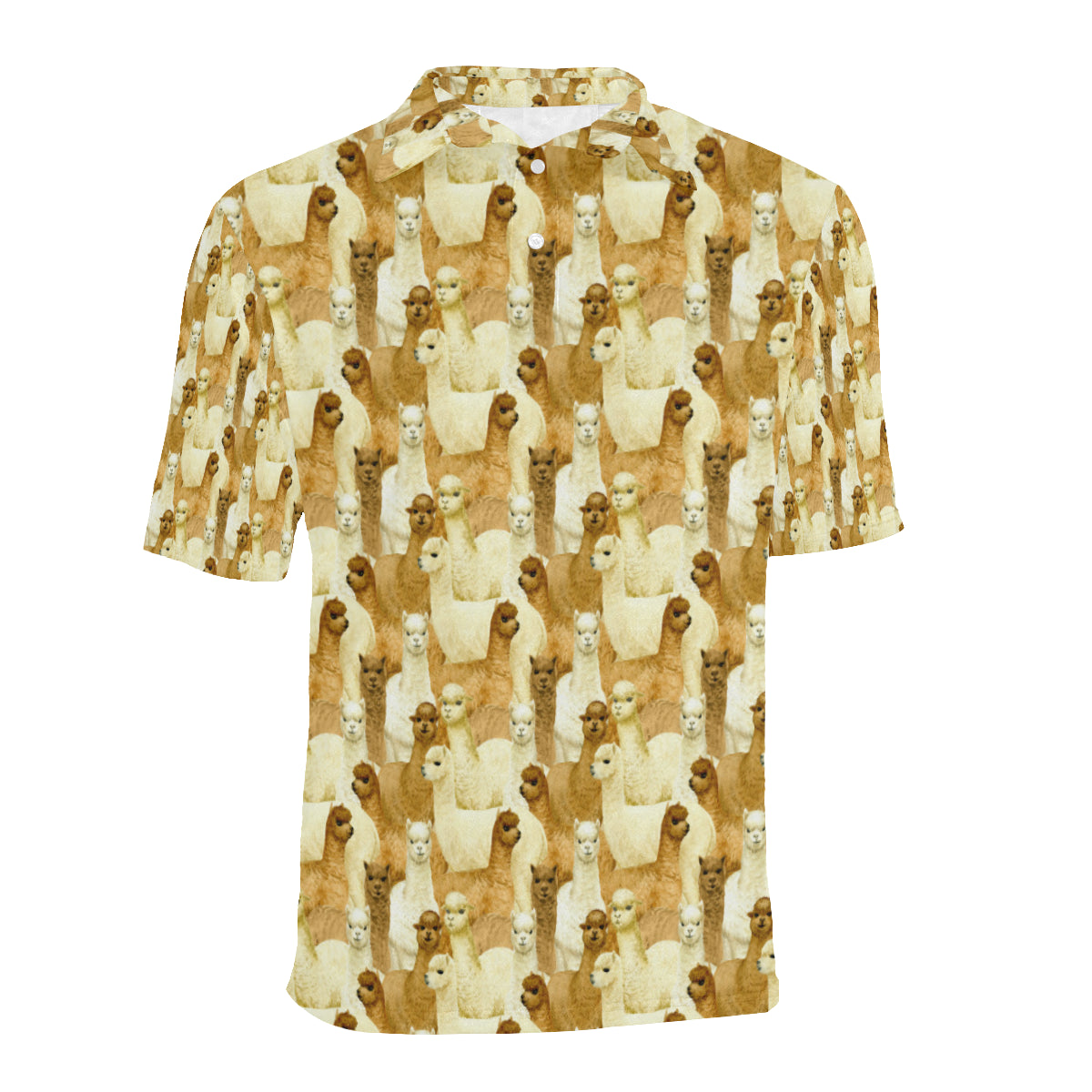 Alpaca Watercolor Design Themed Print Men Polo Shirt
