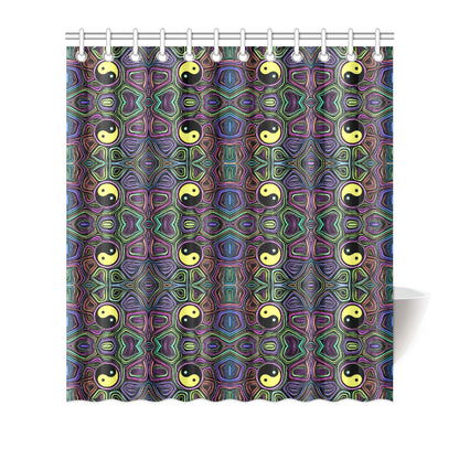 Yin Yang Neon Color Design Print Shower Curtain