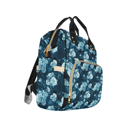 Rose Blue Pattern Print Design RO014 Diaper Bag Backpack