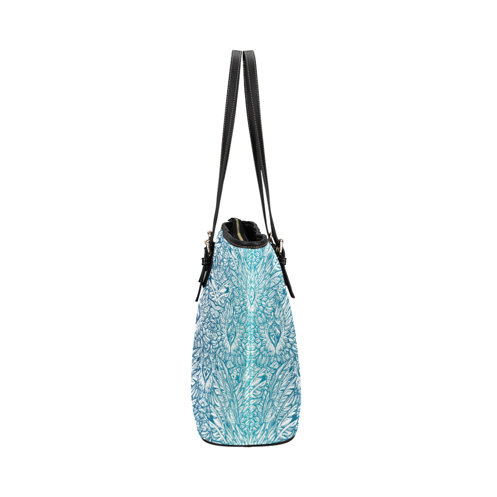 Angel Wings Boho Design Themed Print Leather Tote Bag