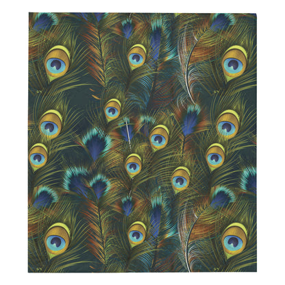 Peacock Feather Pattern Print Design A03 Premium Quilt