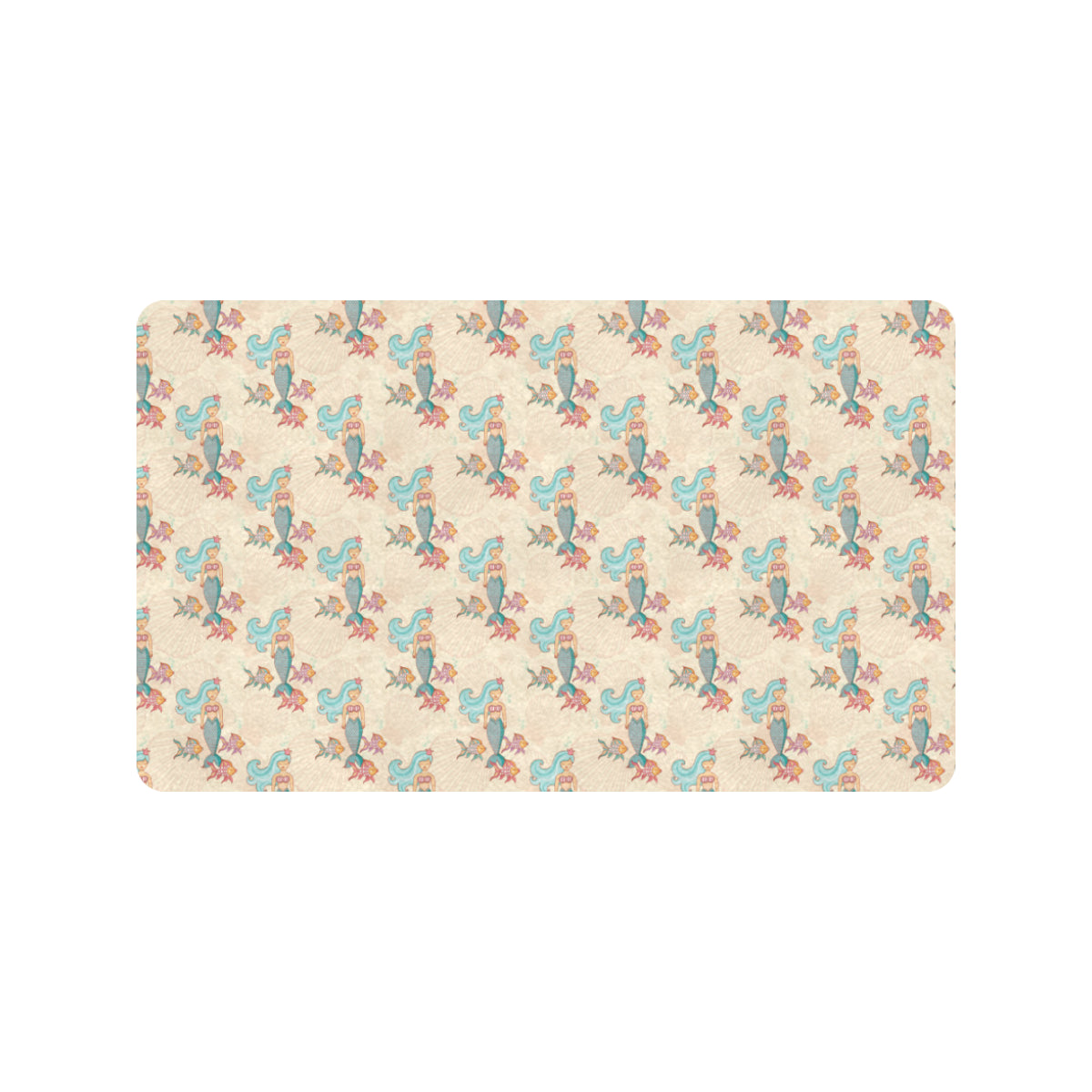 Mermaid Girl With Fish Design Print Rubber Doormat