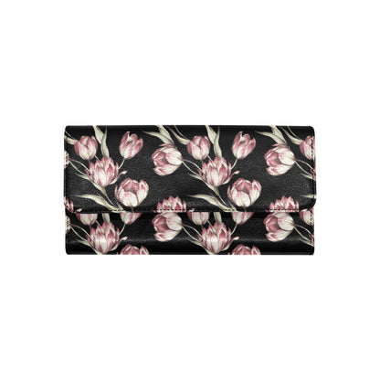 Tulip Pink Pattern Print Design TP02 Women's Trifold Wallet