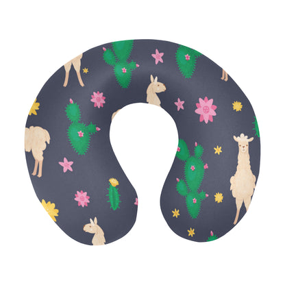 Llama Cactus Pattern Print Design 012 U-Shaped Travel Neck Pillow