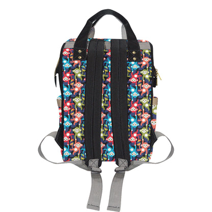 Monkey Colorful Design Themed Print Diaper Bag Backpack