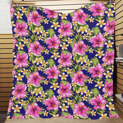 Pink Hibiscus Pattern Print Design HB027 Premium Quilt
