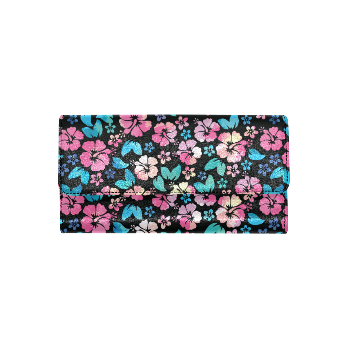 Pink Hibiscus Hawaiian Flower Women's Trifold Wallet