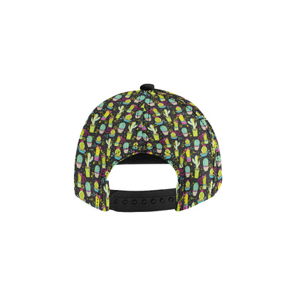Cactus Neon Style Print Pattern Snapback Cap