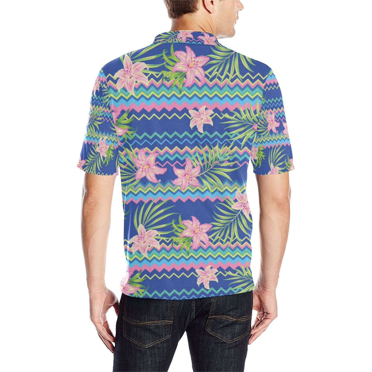 Lily Pattern Print Design LY015 Men Polo Shirt