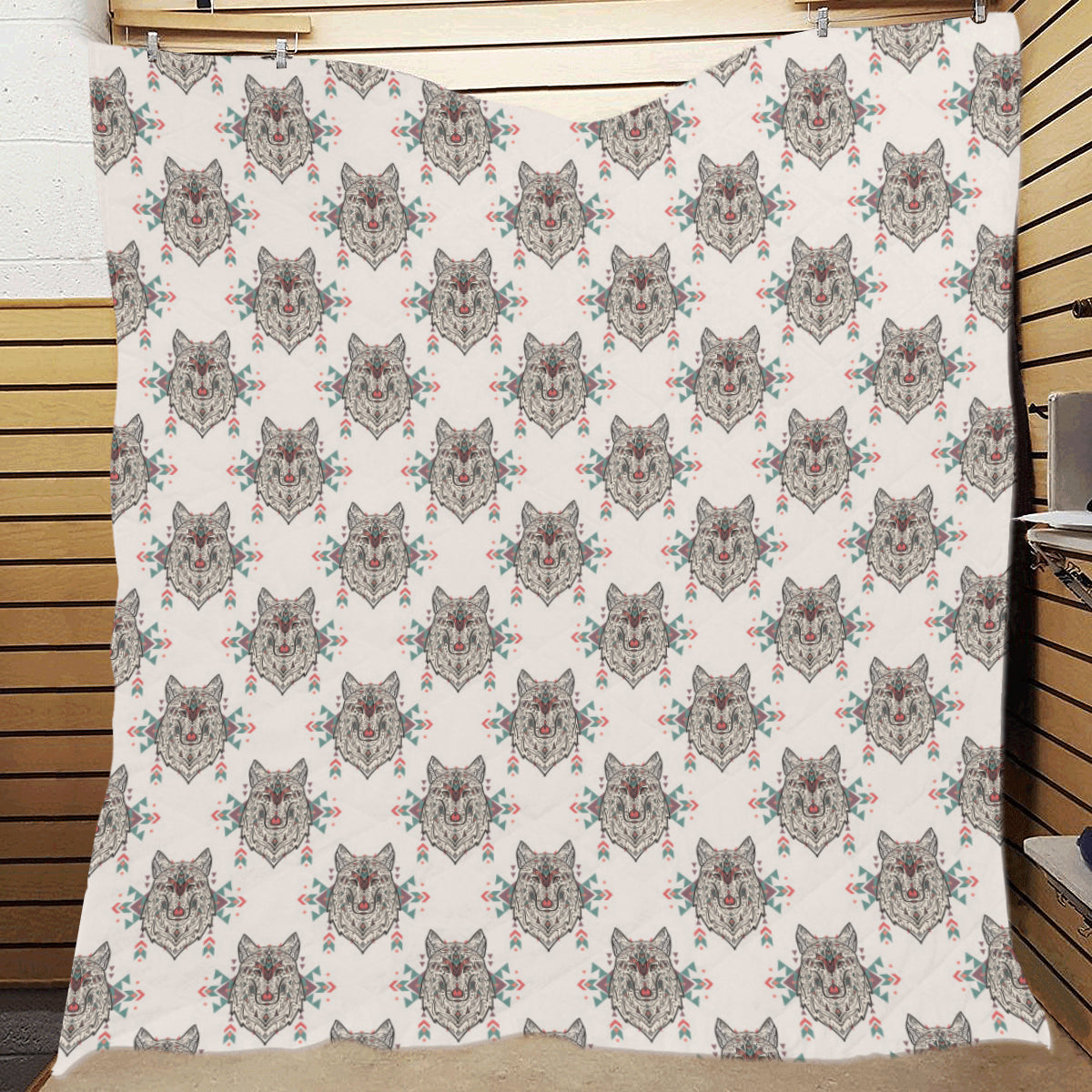 Aztec Wolf Pattern Print Design 01 Premium Quilt