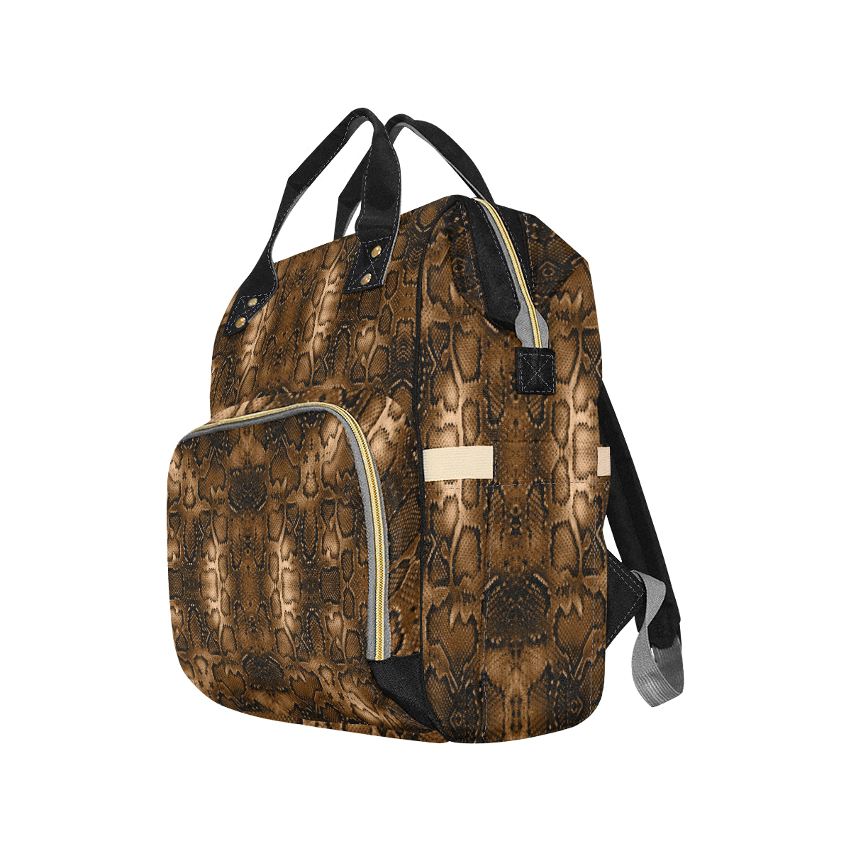 Snake Skin Brown Print Diaper Bag Backpack