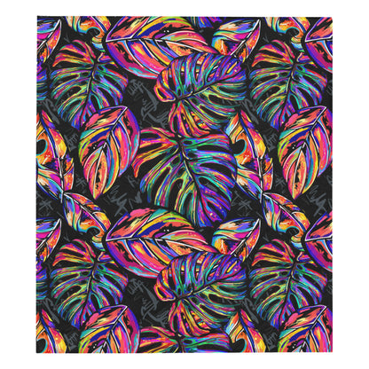 Neon Color Tropical Palm Leaves Premium Quilt