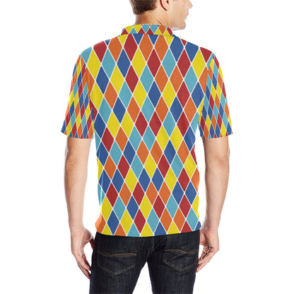 Harlequin Pattern Print Design 01 Men Polo Shirt
