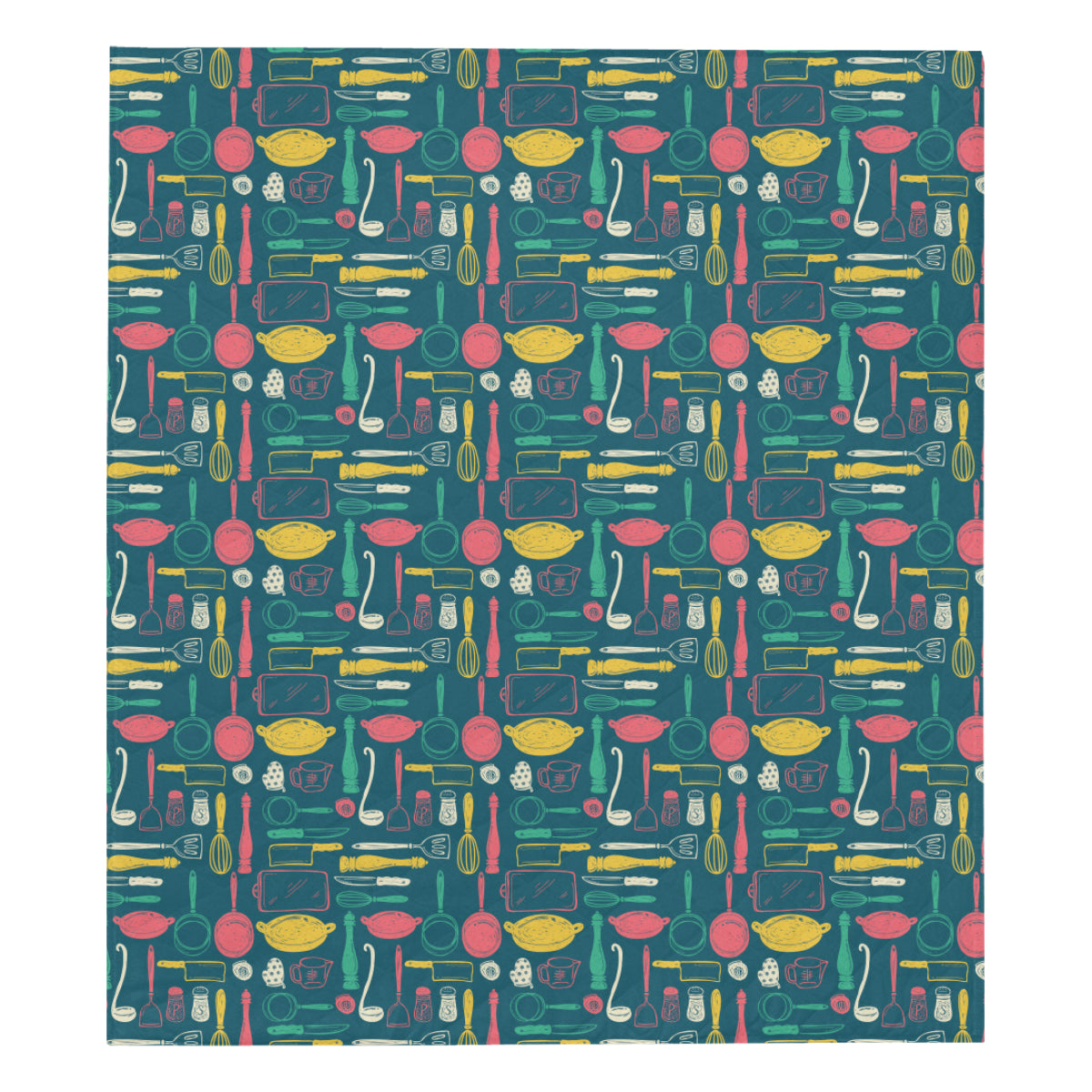 Cooking Kitchen Tools Pattern Print Design 01 Premium Quilt
