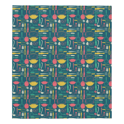 Cooking Kitchen Tools Pattern Print Design 01 Premium Quilt