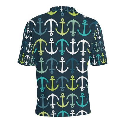 Anchor Pattern Print Design 03 Men Polo Shirt