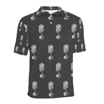 Microphone Vintage Pattern Print Design 01 Men Polo Shirt