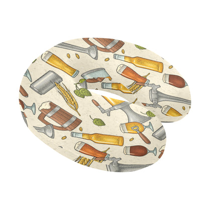 Beer Pattern Print Design 05 U-Shaped Travel Neck Pillow