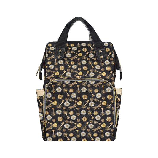 Steampunk Dragonfly Design Themed Print Diaper Bag Backpack