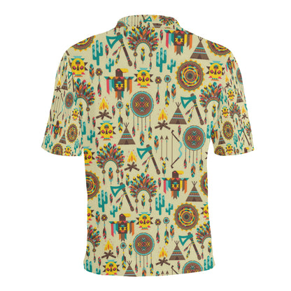 Tribal indians native american aztec Men Polo Shirt