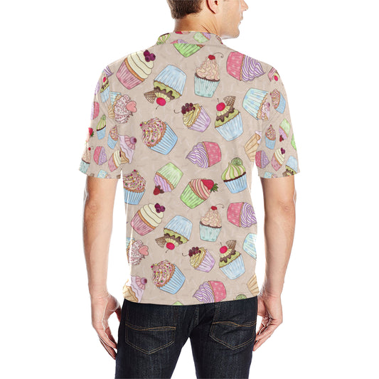 Cupcake Pattern Print Design CP06 Men Polo Shirt