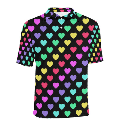 Heart Rainbow Pattern Print Design HE02 Men Polo Shirt