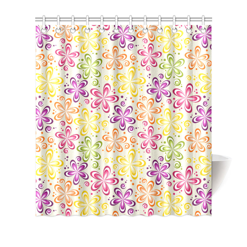 Flower Power Colorful Design Print Shower Curtain