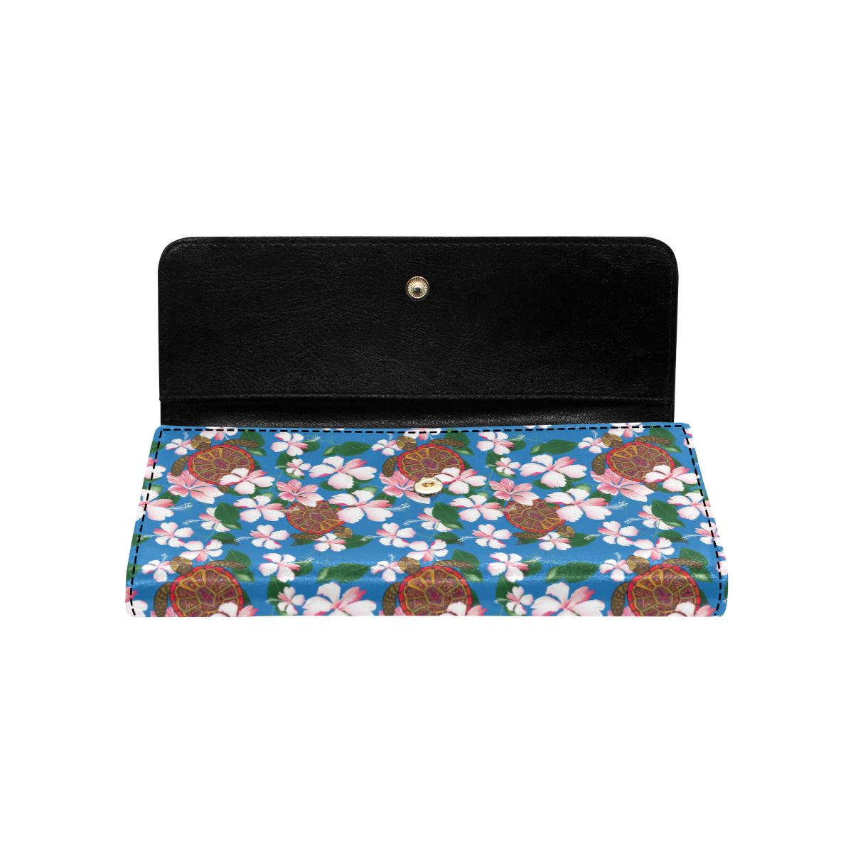 Sea Turtle Pink Hibiscus Hawaiian Print Women's Trifold Wallet