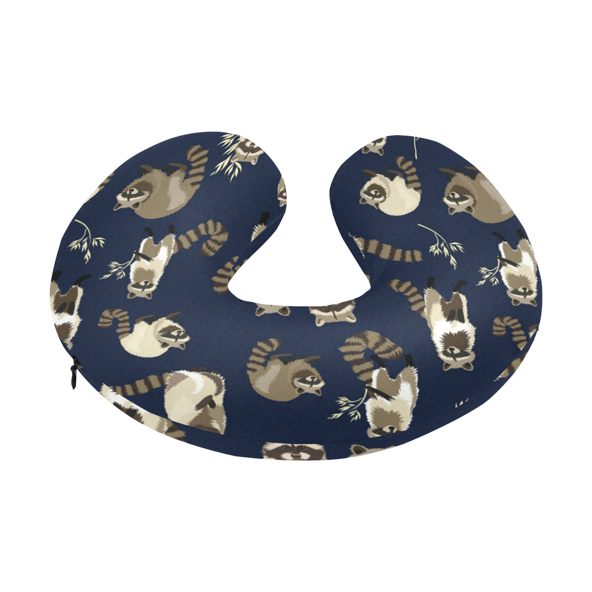 Raccoon Pattern Print Design A06 U-Shaped Travel Neck Pillow