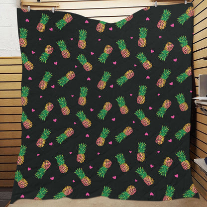 Neon Pineapple Pattern Print Design A04 Premium Quilt