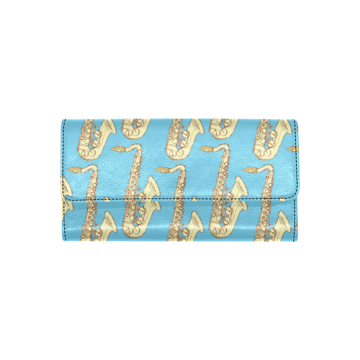 Saxophone Pattern Print Design 03 Women's Trifold Wallet
