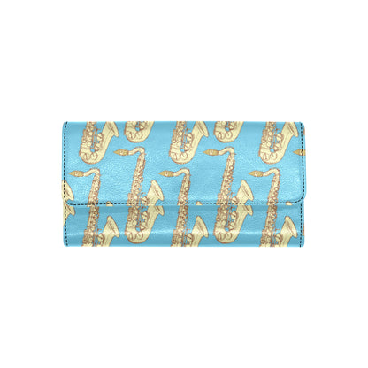 Saxophone Pattern Print Design 03 Women's Trifold Wallet