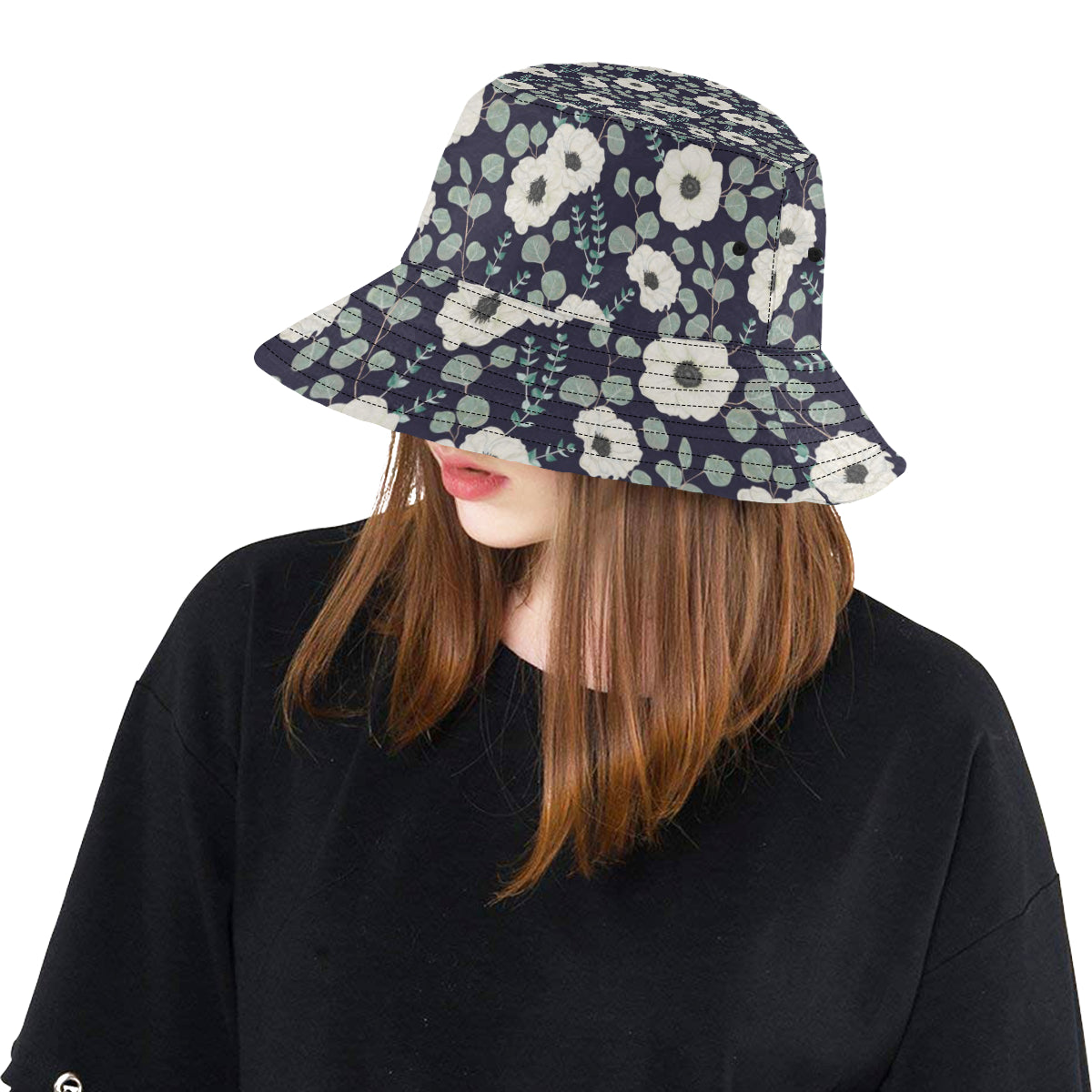 Anemone Pattern Print Design AM01 Unisex Bucket Hat
