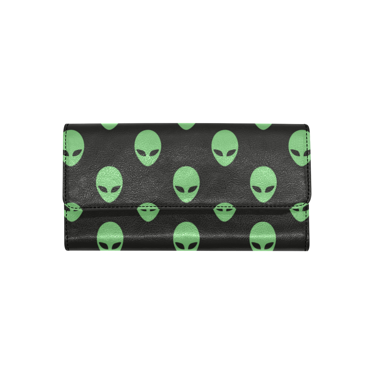 Alien Green Neon Pattern Print Design 01 Women's Trifold Wallet