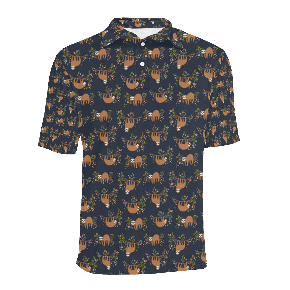 Sloth flower Design Themed Print Men Polo Shirt