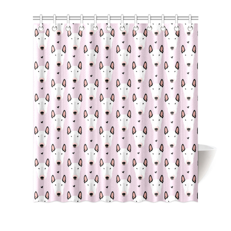Bull Terrier Pink Print Pattern Shower Curtain