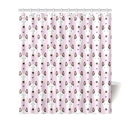Bull Terrier Pink Print Pattern Shower Curtain