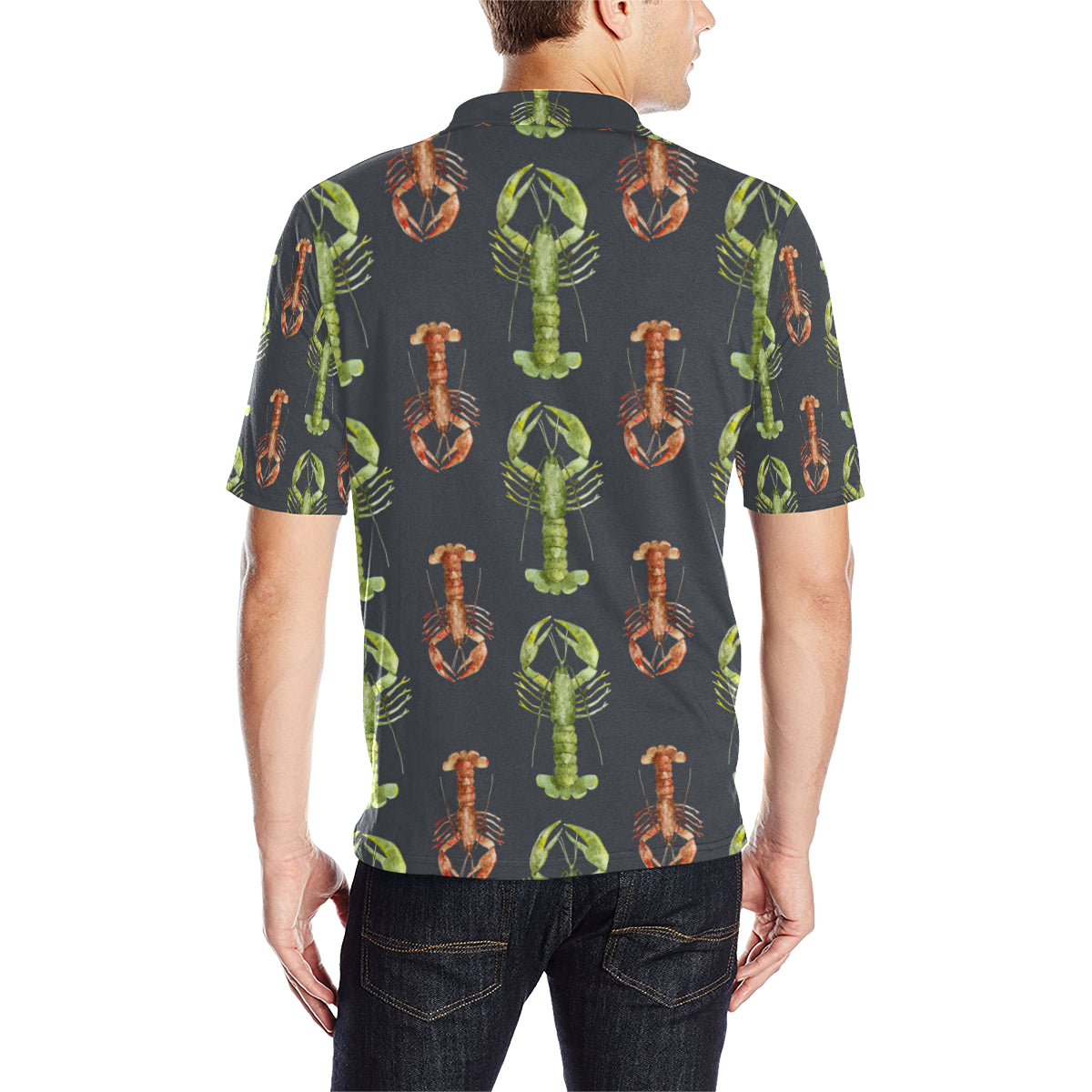 Lobster Pattern Print Design 01 Men Polo Shirt
