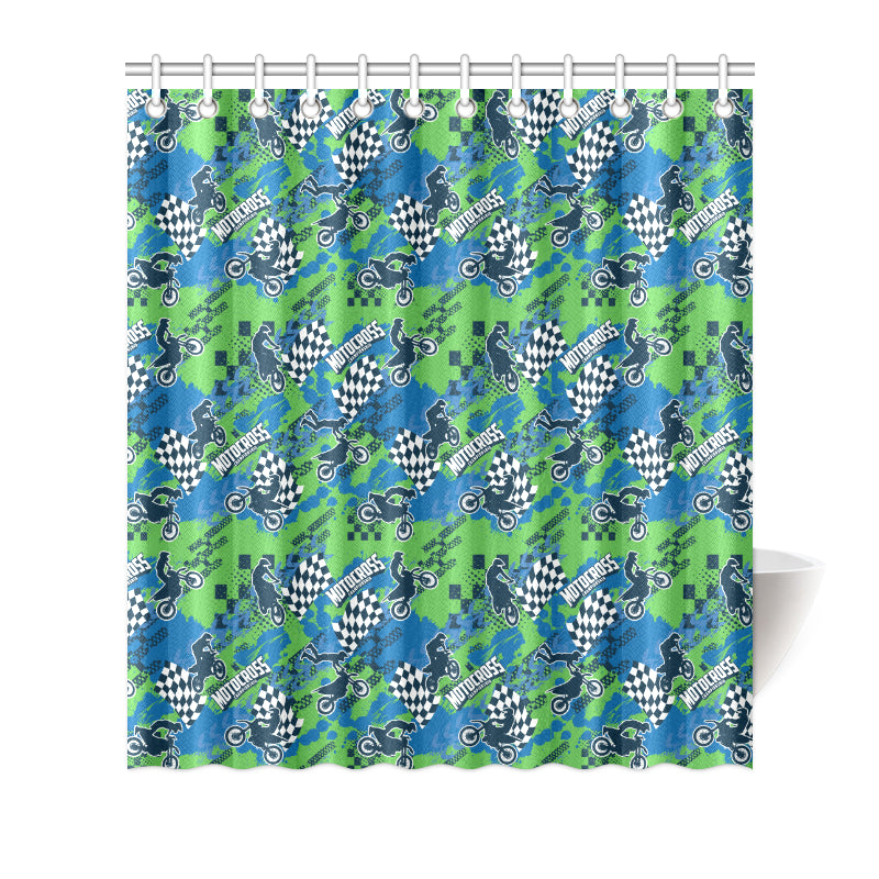Motocross Pattern Print Design 04 Shower Curtain