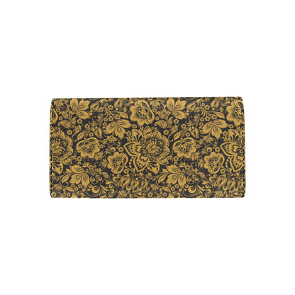Brocade Gold Pattern Print Design 01 Women's Trifold Wallet