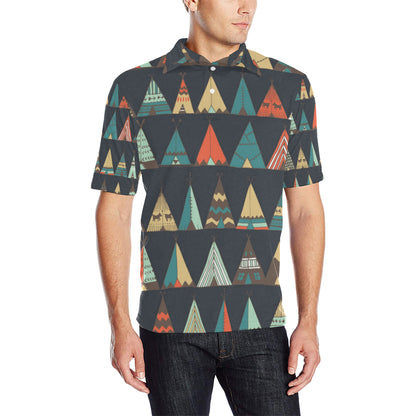 Tribal native american tent Aztec Men Polo Shirt