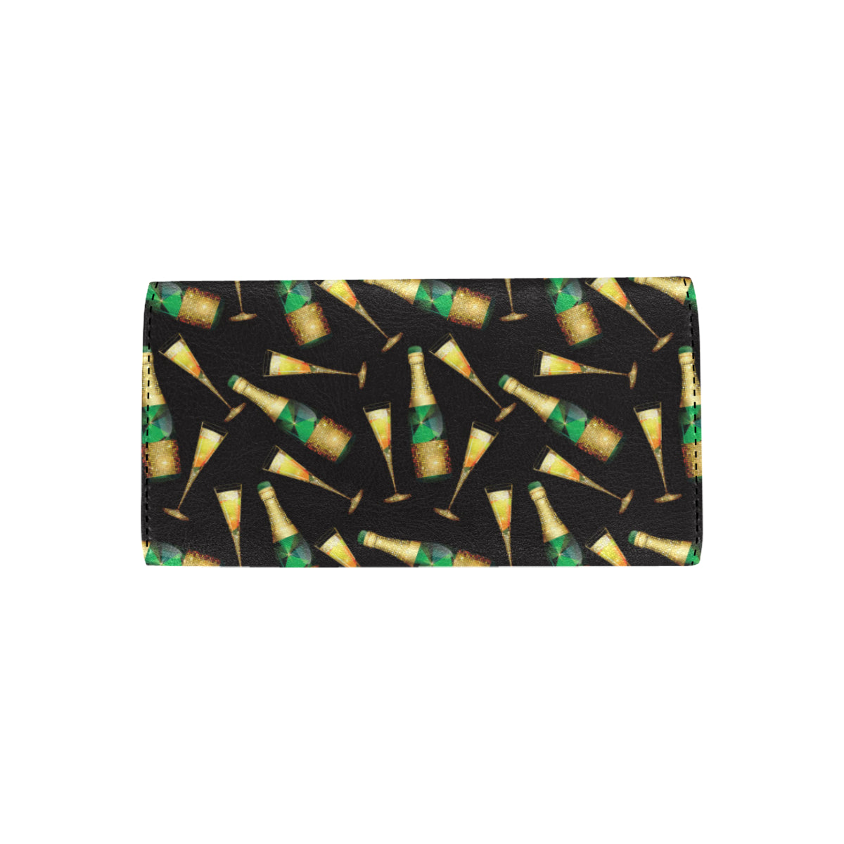 Champagne Pattern Print Design 02 Women's Trifold Wallet