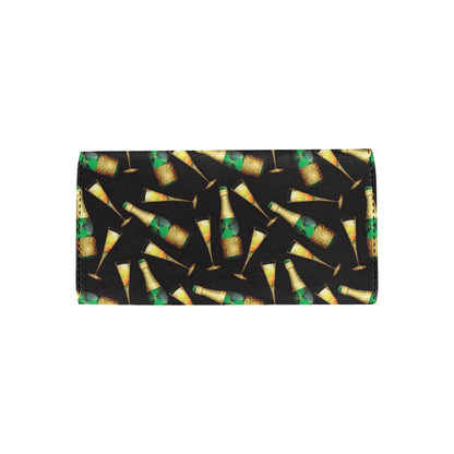 Champagne Pattern Print Design 02 Women's Trifold Wallet