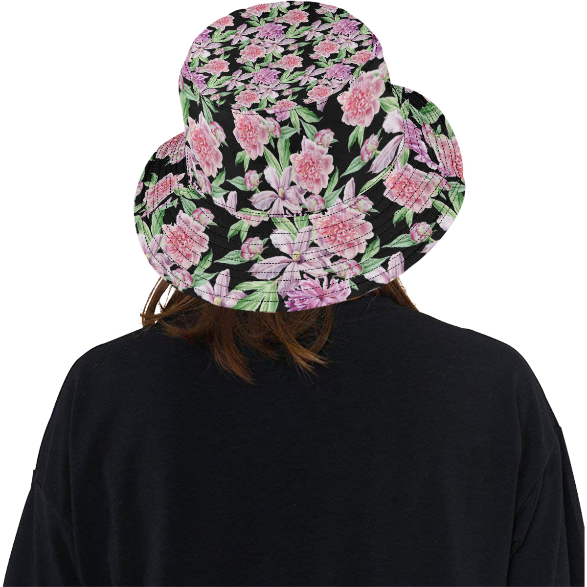 Peony Pattern Print Design PE08 Unisex Bucket Hat