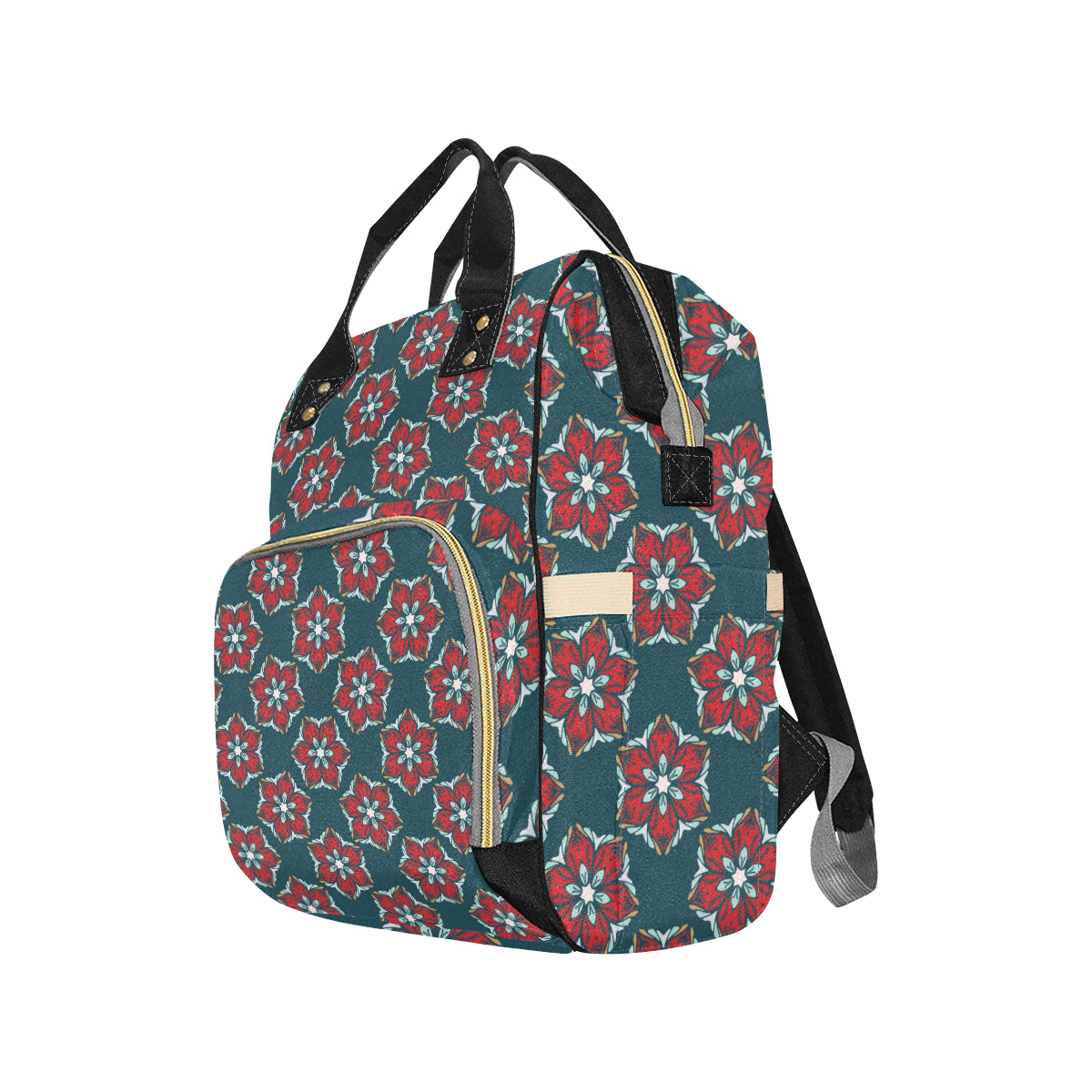 Poinsettia Pattern Print Design A03 Diaper Bag Backpack
