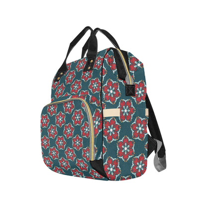 Poinsettia Pattern Print Design A03 Diaper Bag Backpack