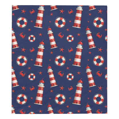 Nautical Pattern Print Design A03 Premium Quilt
